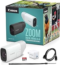 Canon Zoom Digital Monocular Kit with USB-C Charger, microSD Card, PowerShot Zoom, 400mm Optical Zoom, 800mm Digital Zoom, Bird Watching, Wildlife, Sports Watching, Traveling, Hiking, White