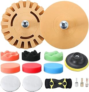 Decal Adhesive Removal Tool, Eraser Wheel Sticker Remover Kit, Decal Remover Eraser Wheel Kit with Sponge Polishing Pads, Wool Buffing Pad for Cars, Boat, Bikes, Motorcycles