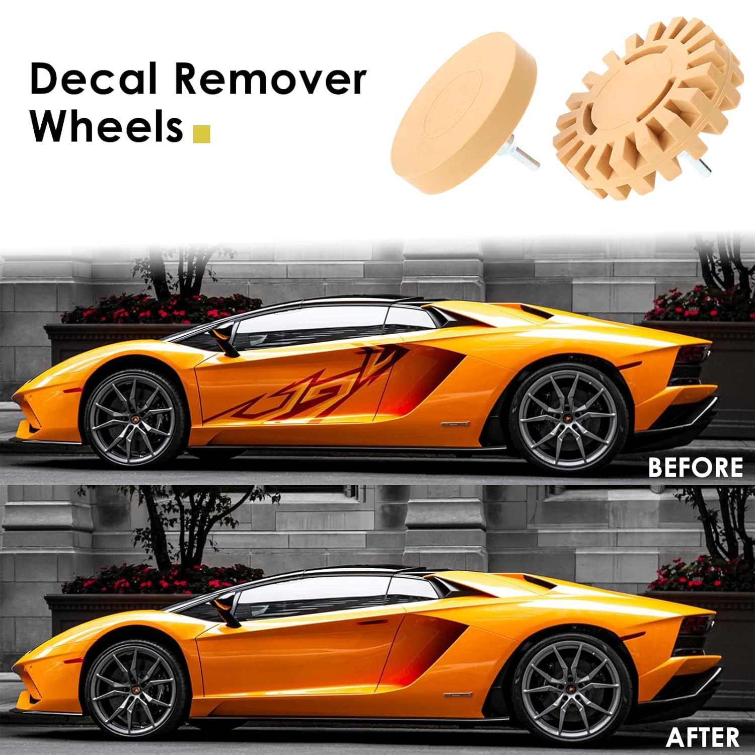 Decal Adhesive Removal Tool, Eraser Wheel Sticker Remover Kit, Decal Remover Eraser Wheel Kit with Sponge Polishing Pads, Wool Buffing Pad for Cars, Boat, Bikes, Motorcycles-1