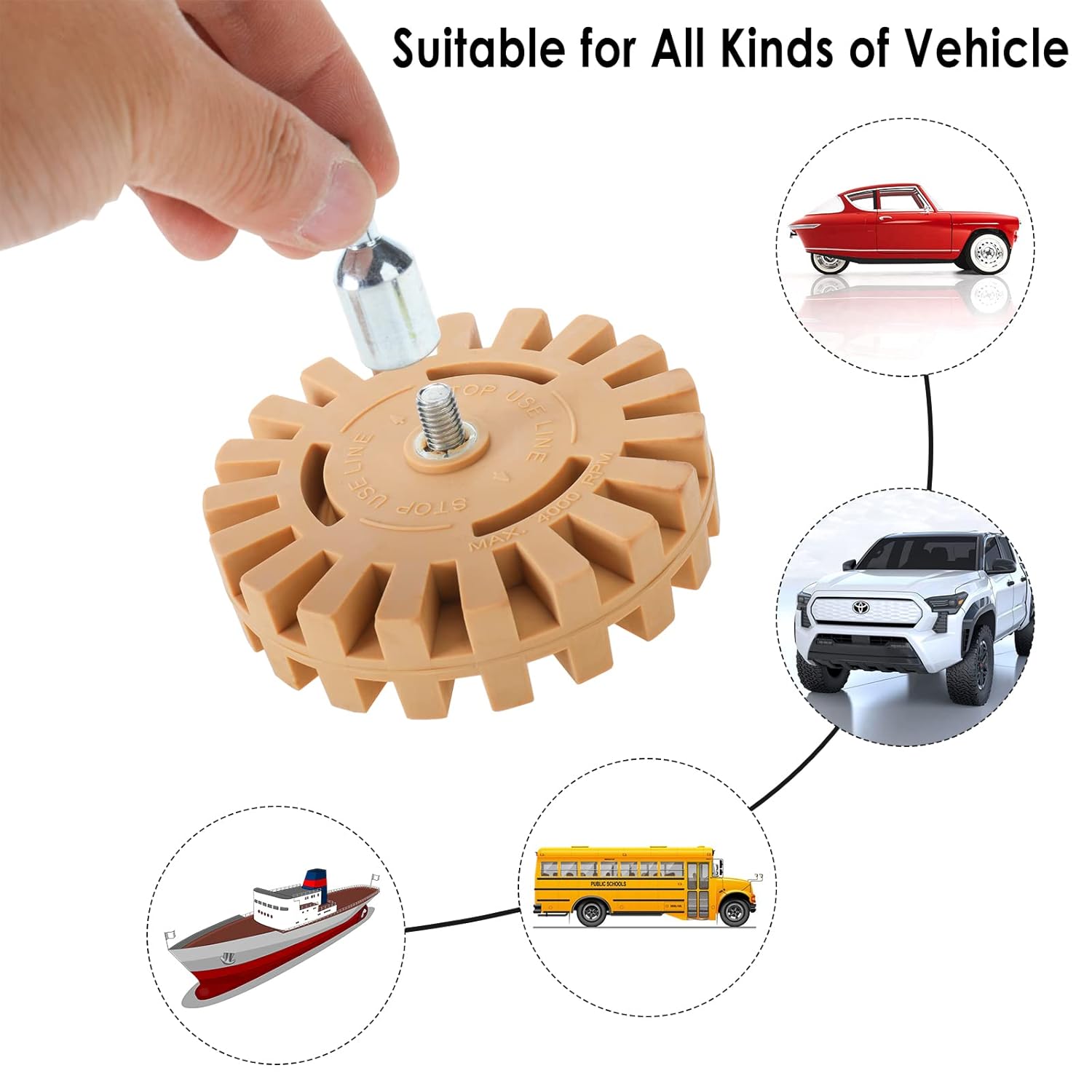 Decal Adhesive Removal Tool, Eraser Wheel Sticker Remover Kit, Decal Remover Eraser Wheel Kit with Sponge Polishing Pads, Wool Buffing Pad for Cars, Boat, Bikes, Motorcycles-3