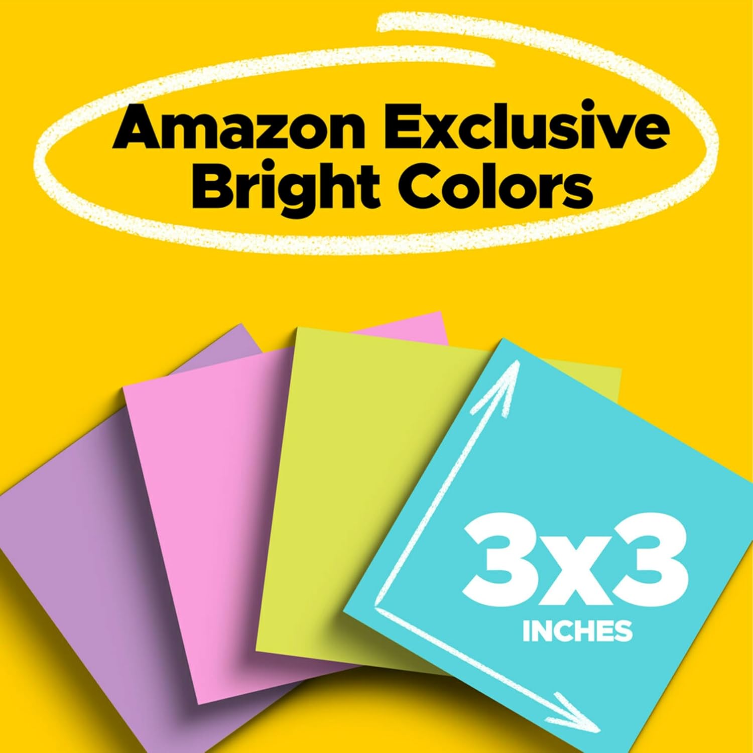 Post-it Super Sticky Notes, 3x3 in, 24 Pads/Pack, 70 Sheets/Pad, Amazon Exclusive Bright Color Collection, Aqua Splash, Acid Lime, Tropical Pink and Iris Infusion-1