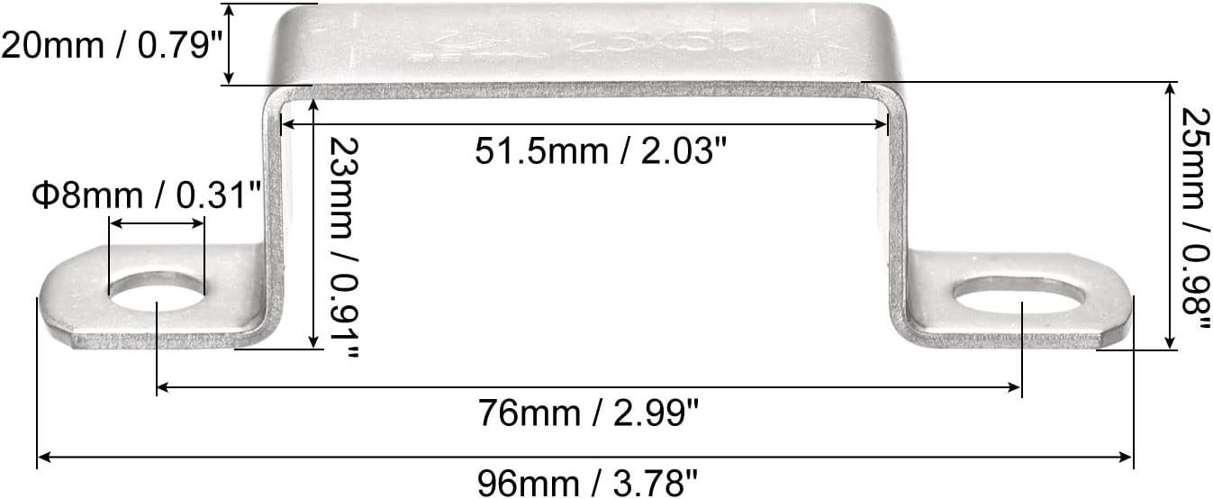 uxcell U Shaped Connector Bracket 23 x 51.5mm 304 Stainless Steel for Door Closed Bar Holder Strut Channel 6pcs-1