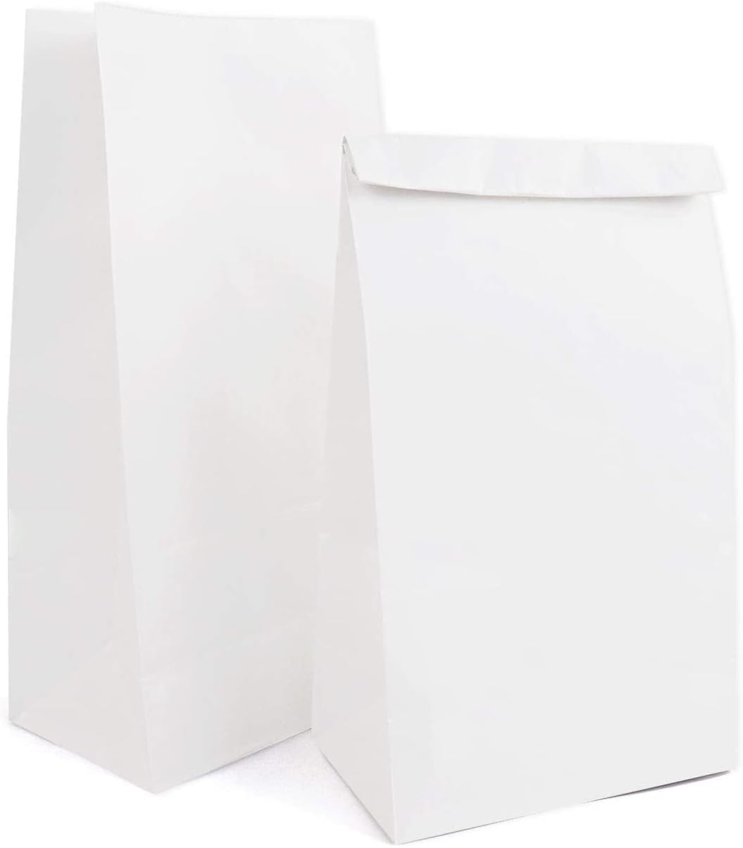 Kslong Small White Paper Bags, 50PCS Mini Paper Treat Bags for Party Favors, Paper Lunch Bags Bulk for Sandwich, Popcorn, Snack, Cookies, Gift Wrapping 1 LB 3.5x2.2x6.7” bolsas de papel (White 2)-5