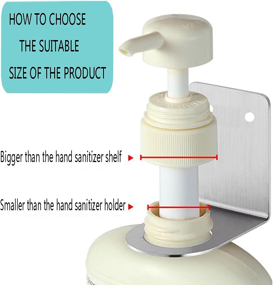 BiJun Wall Mount Soap Bottles Dispenser Holder, Hand Pump Bottles Stand Wall Mount Hanging Jar Rack Shampoo Standing Shelf Storage Holder Lotion Container (1.06in, Silver)-2