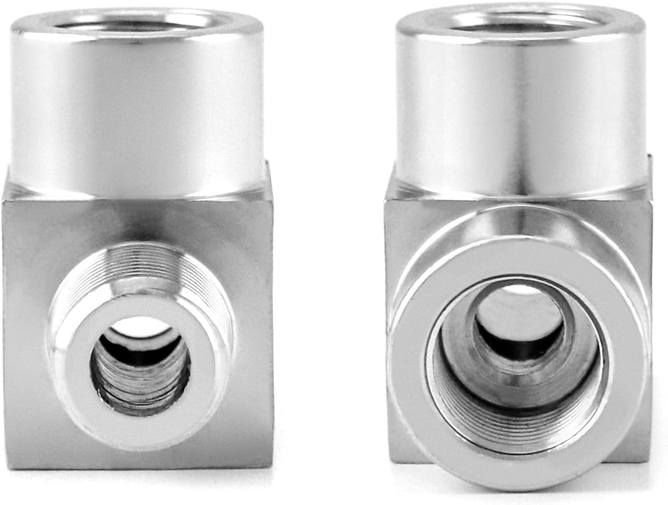 QWORK Stainless Steel Pipe Fitting, 1/4" NPT Male x 1/4" NPT Female x 1/4" NPT Female, Male Run Tee, Street tee-4