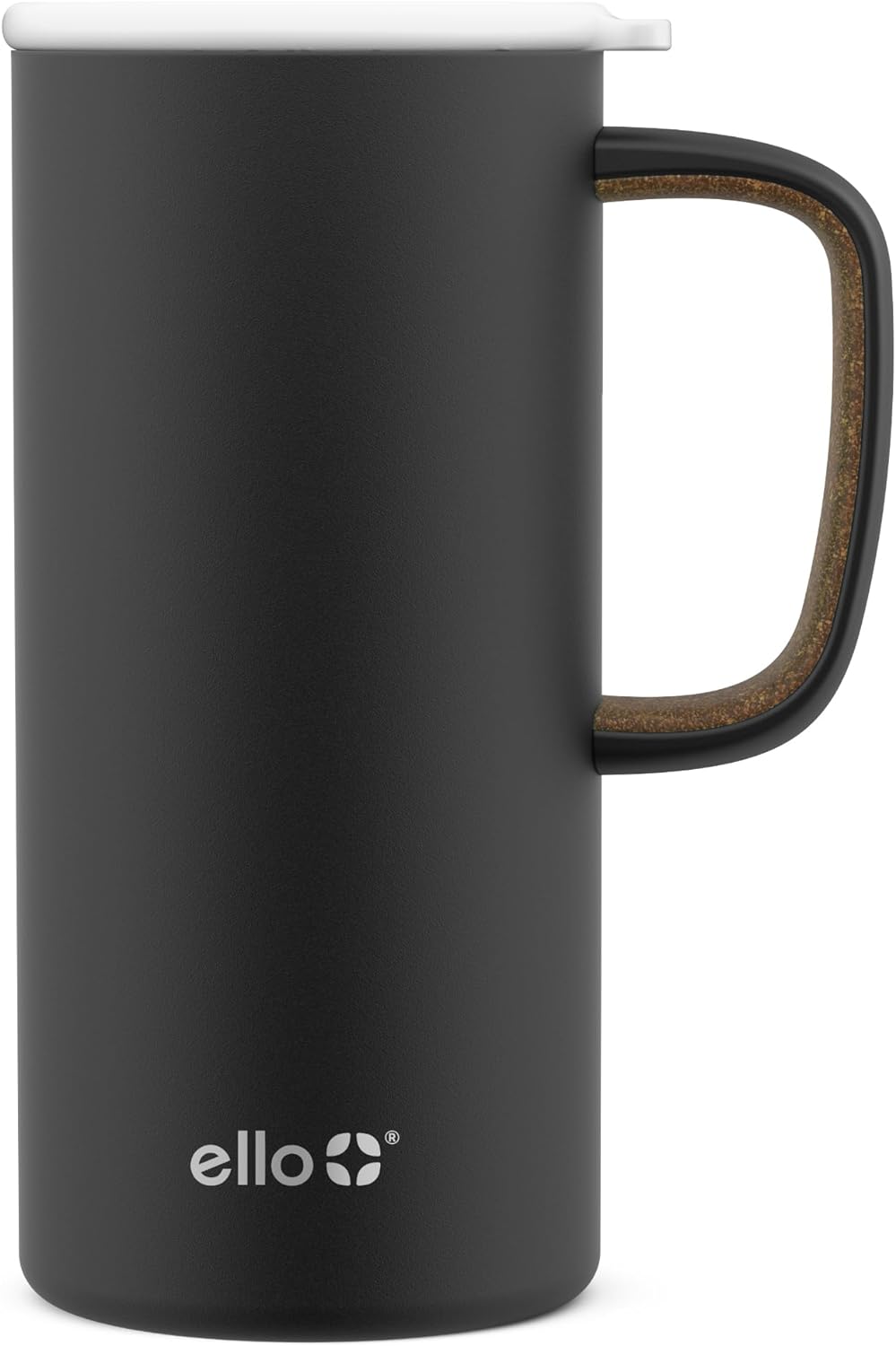 Ello Campy Vacuum Insulated Travel Mug with Leak-Proof Slider Lid and Comfy Carry Handle, Perfect for Coffee or Tea, BPA Free, Matte Black, 18oz-0