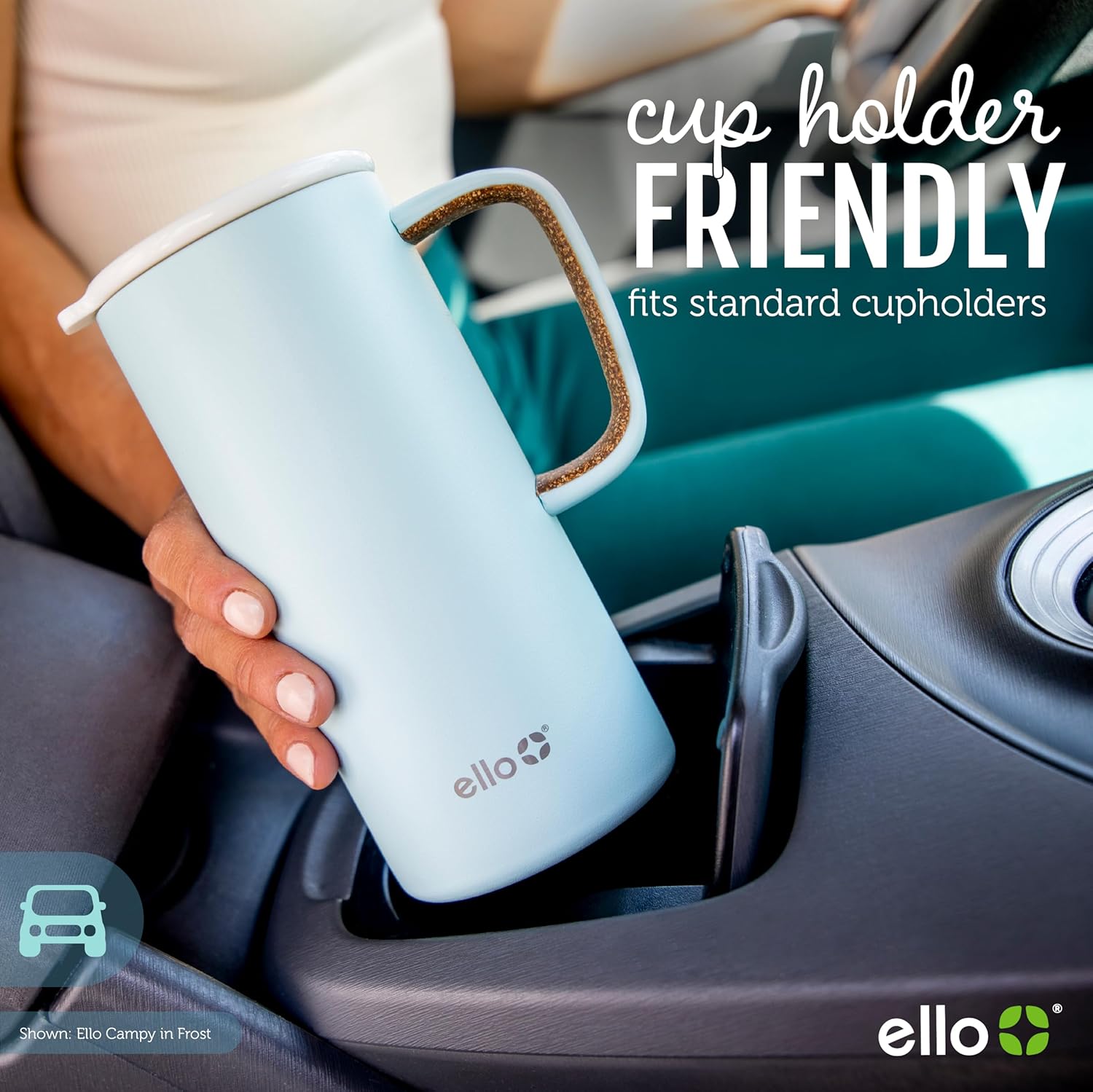 Ello Campy Vacuum Insulated Travel Mug with Leak-Proof Slider Lid and Comfy Carry Handle, Perfect for Coffee or Tea, BPA Free, Matte Black, 18oz-4