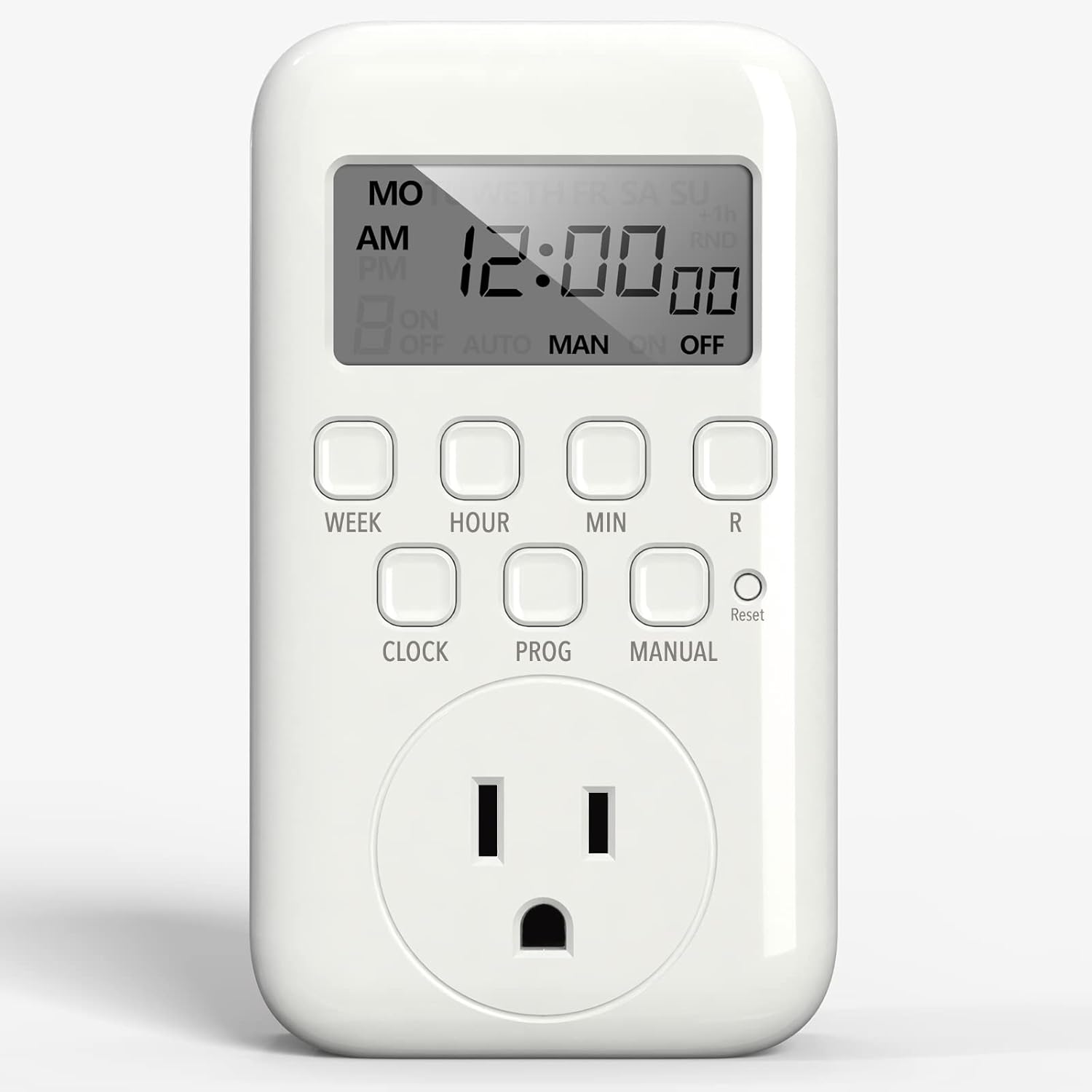 BN-LINK Digital Timer Outlet, 7 Day Heavy Duty Programmable Timer, On/Off Programs 3-Prong Grounded, Indoor, for Lamp, Light, Fan, Pets, Home, Kitchen, Office, Appliances, 125V, 15A, 1875W, 60Hz-0