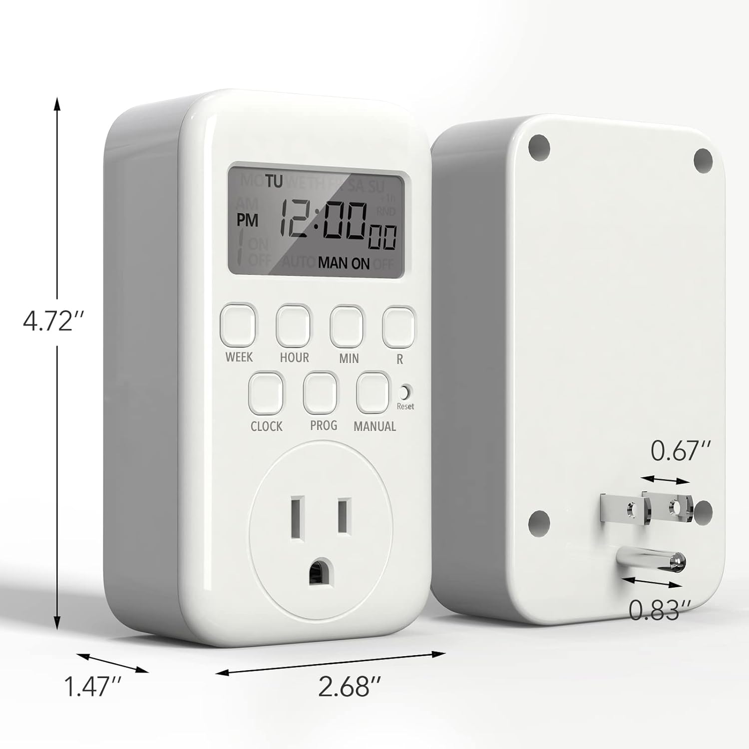 BN-LINK Digital Timer Outlet, 7 Day Heavy Duty Programmable Timer, On/Off Programs 3-Prong Grounded, Indoor, for Lamp, Light, Fan, Pets, Home, Kitchen, Office, Appliances, 125V, 15A, 1875W, 60Hz-5