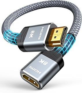 Highwings 8K 4K HDMI Extender Cable, Short HDMI Extension Cable 2.1 4K@30Hz/ 60Hz/ 120Hz, Utra high Speed HDMI Adapter Male to Female Compatible with PS5 Roku Stick Blu Ray Player HDTV Laptop PC 1FT