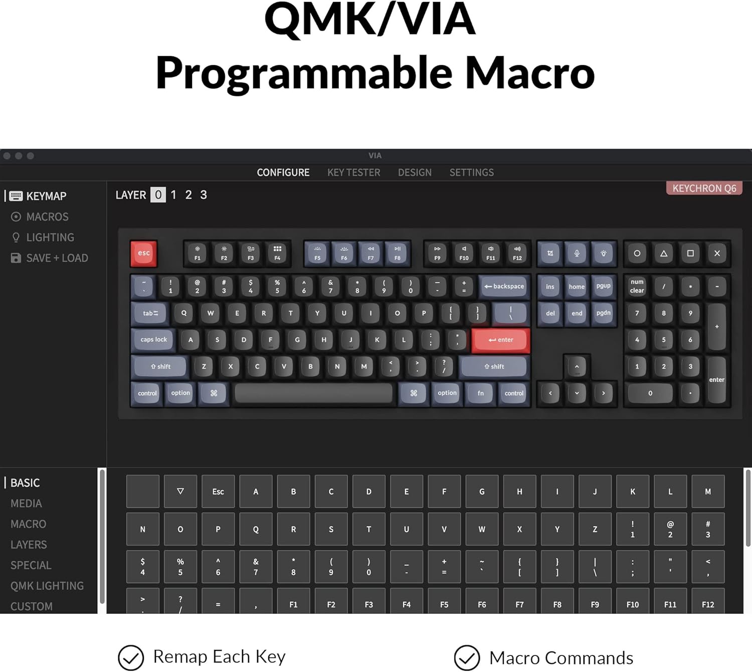 Keychron Q6 Wired Custom Mechanical Keyboard, QMK/VIA Programmable Macro, Full-Size Aluminum RGB Backlit, Double Gasket Hot-Swappable Gateron G Pro Red Switch Compatible with Mac Windows Linux-Black-1