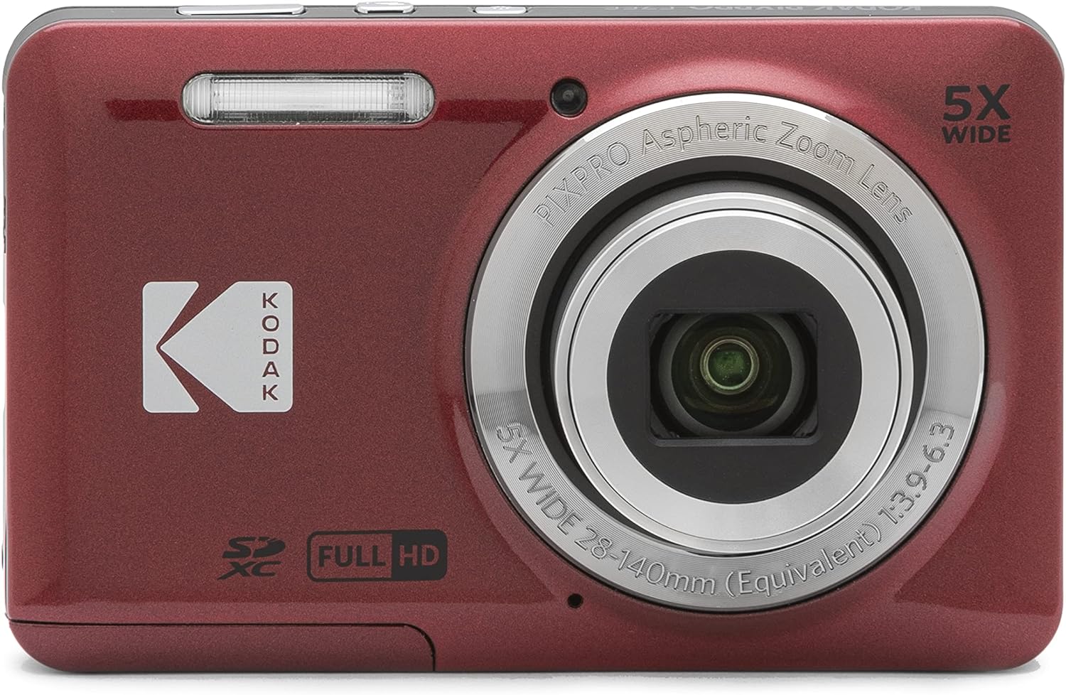 KODAK PIXPRO FZ55-RD 16MP Digital Camera 5X Optical Zoom 28mm Wide Angle 1080P Full HD Video 2.7" LCD Vlogging Camera (Red) Packaging May Vary-0