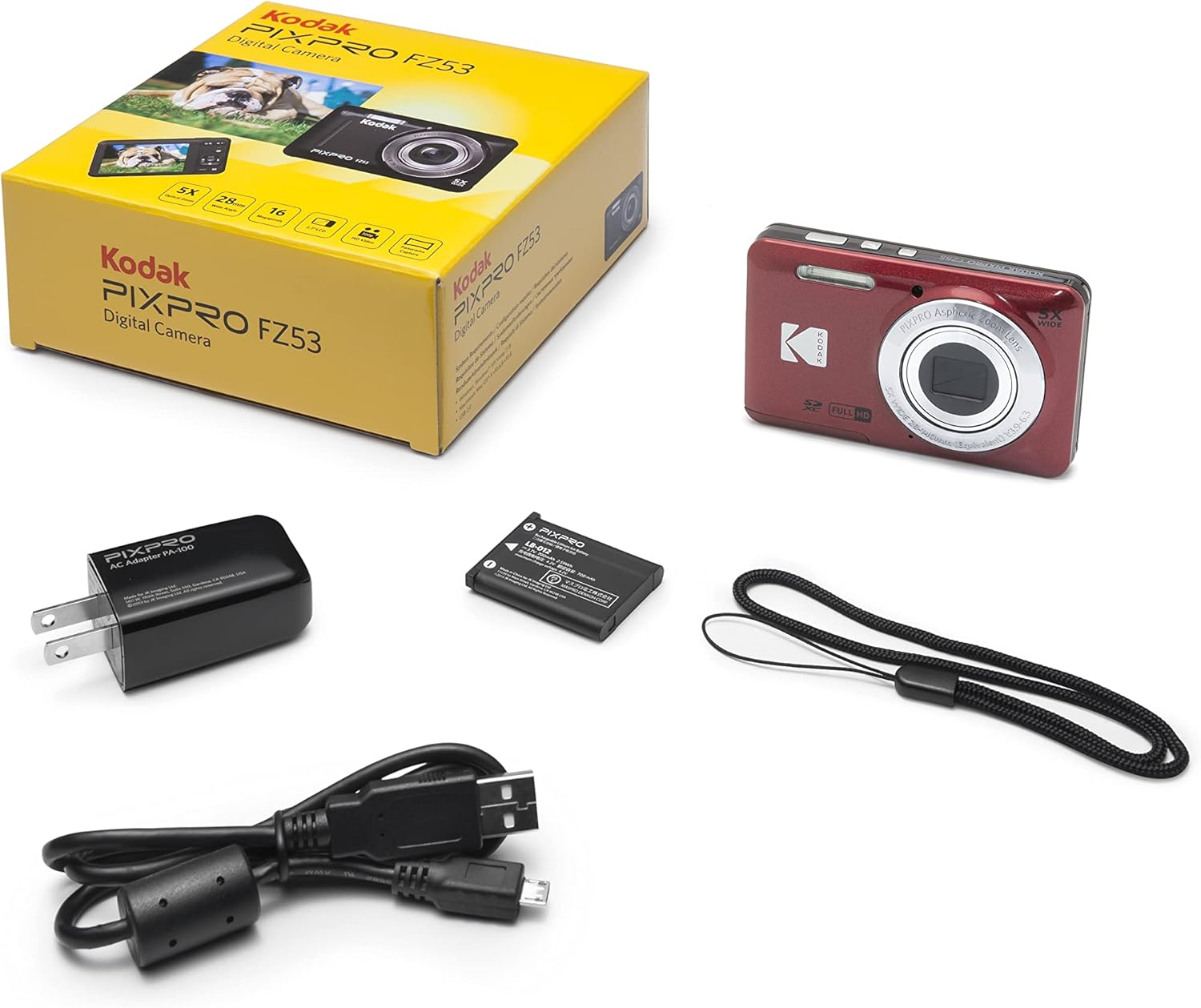 KODAK PIXPRO FZ55-RD 16MP Digital Camera 5X Optical Zoom 28mm Wide Angle 1080P Full HD Video 2.7" LCD Vlogging Camera (Red) Packaging May Vary-7