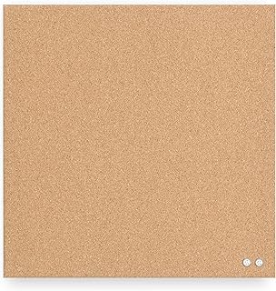 U Brands Frameless Square Cork Bulletin Board, Office Supplies, 14” x 14”, Natural, with Push Pins, 1 Count