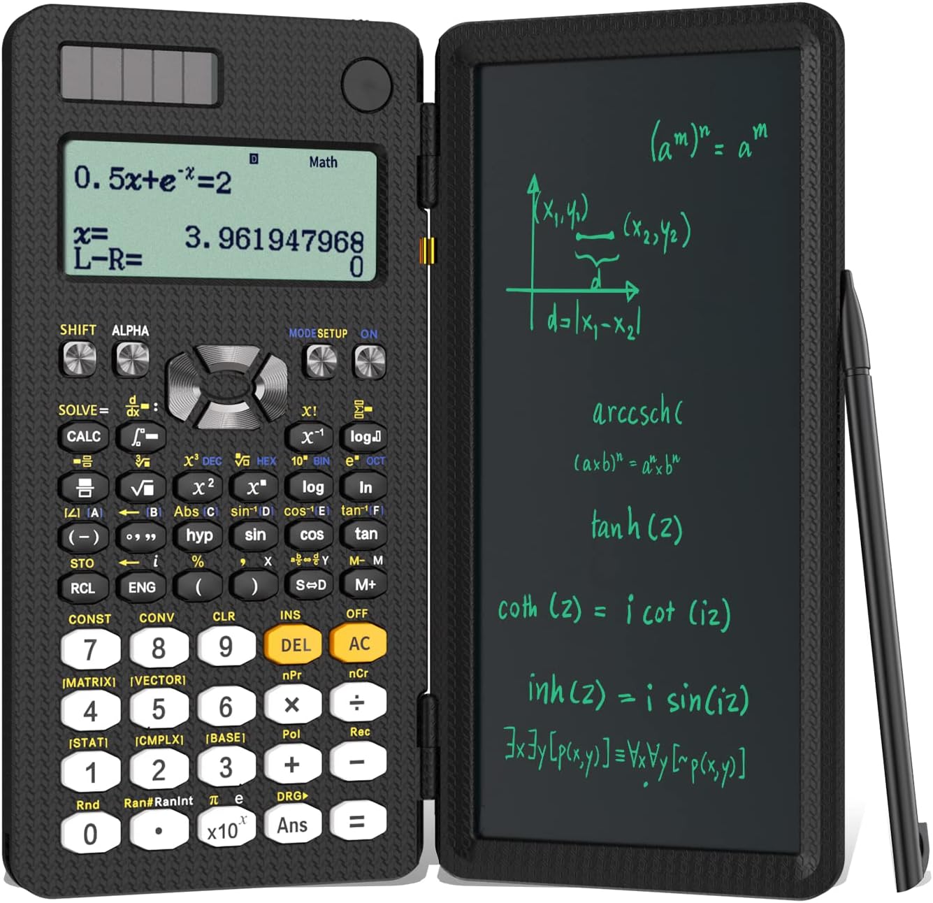 Upgraded 991ES Plus Desktop Scientific Calculator, ROATEE CalcNote Multiview 4-Line Display with Erasable LCD Writing Tablet, Solar Battery Power with Notepad for School and Business-0