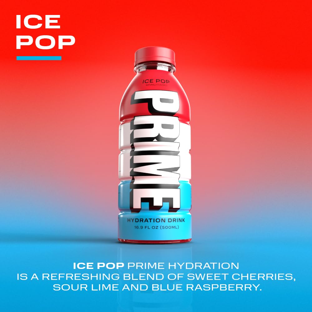 PRIME Hydration ICE POP | Sports Drinks | Electrolyte Enhanced for Ultimate Hydration | 250mg BCAAs | B Vitamins | Antioxidants | 2g Of Sugar | 16.9 Fluid Ounce | 12 Pack-2