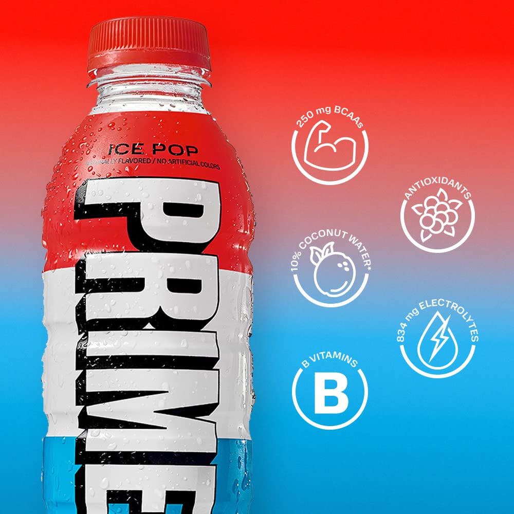 PRIME Hydration ICE POP | Sports Drinks | Electrolyte Enhanced for Ultimate Hydration | 250mg BCAAs | B Vitamins | Antioxidants | 2g Of Sugar | 16.9 Fluid Ounce | 12 Pack-3