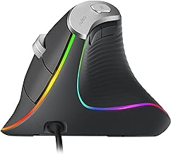 Nulea M504 Wired Vertical Mouse, USB Ergonomic Optical Mouse with 4 Adjustable DPI, 11 RGB Backlight Modes, Compatible for Laptop, PC, Desktop, Mac, Grey