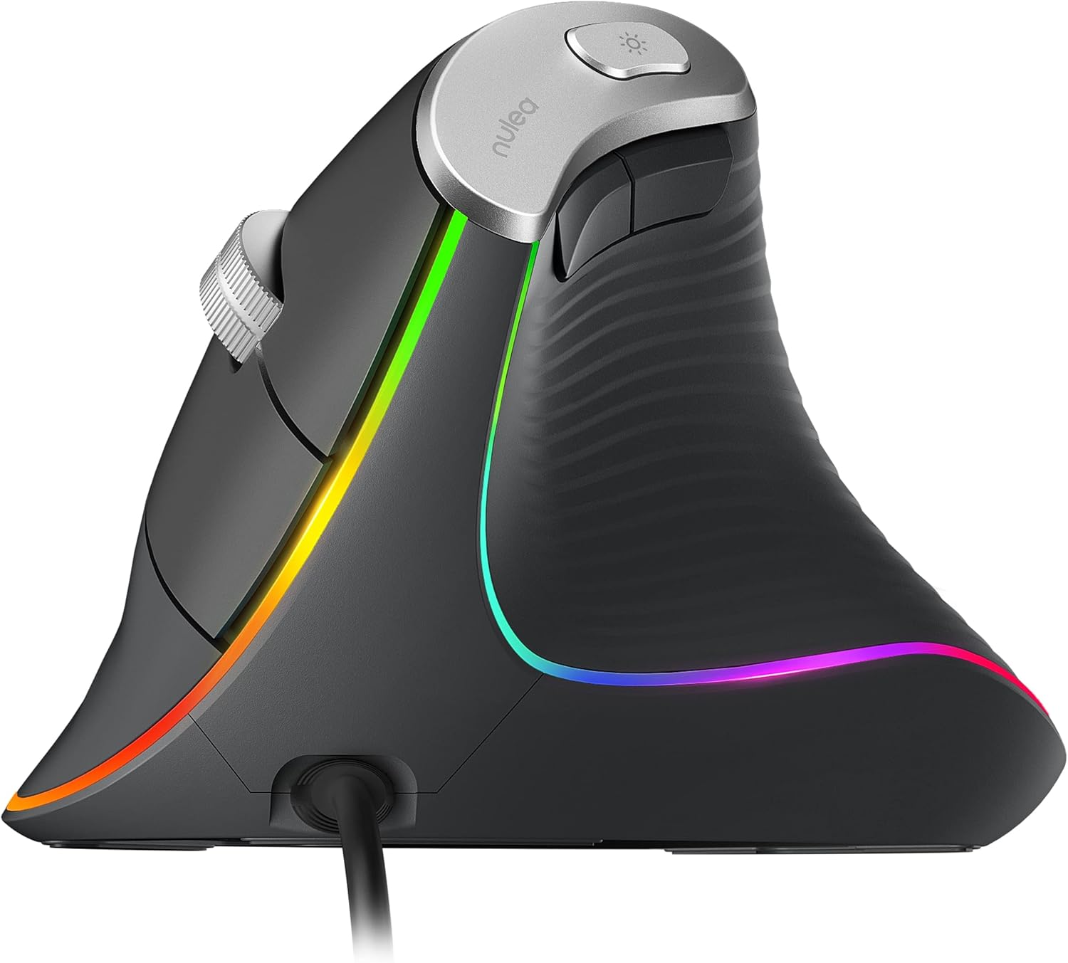 Nulea M504 Wired Vertical Mouse, USB Ergonomic Optical Mouse with 4 Adjustable DPI, 11 RGB Backlight Modes, Compatible for Laptop, PC, Desktop, Mac, Grey-0