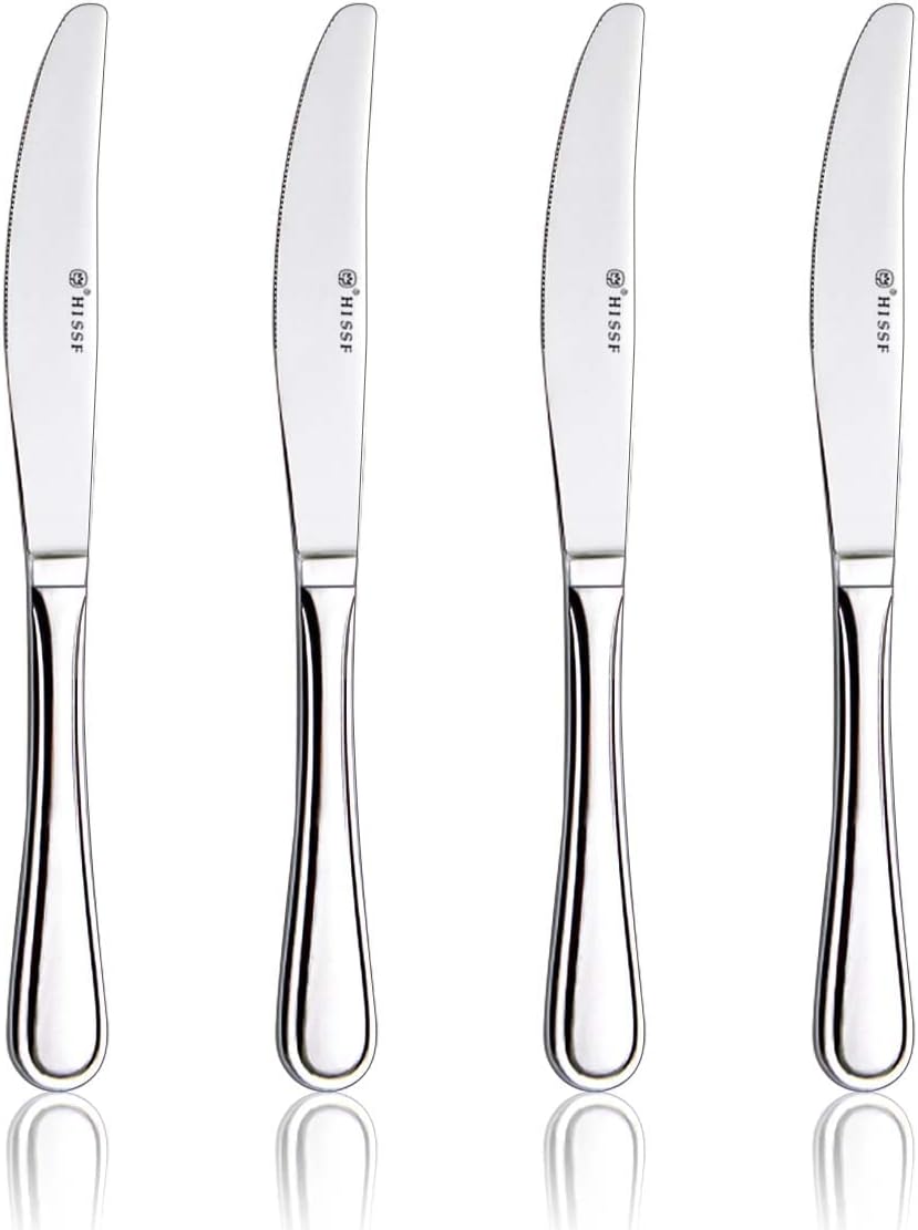 Dinner knife 4 Pieces Stainless Steel Butter Knife Set, Silver-0