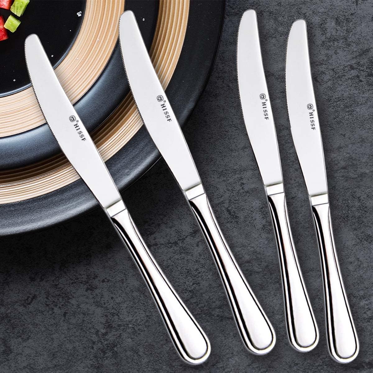 Dinner knife 4 Pieces Stainless Steel Butter Knife Set, Silver-3