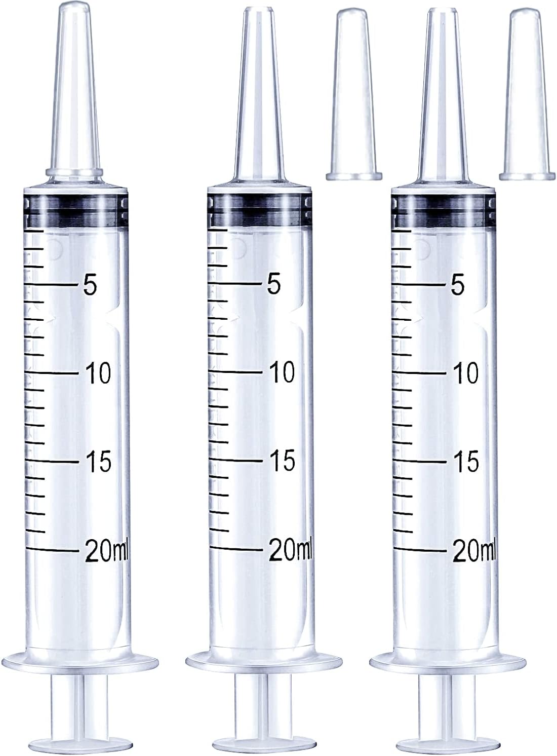 20ml Syringe for Liquid, Oral, Scientific Labs, Measurement, Dispensing, with Cap- 3 Pack 20ml Syringes-0