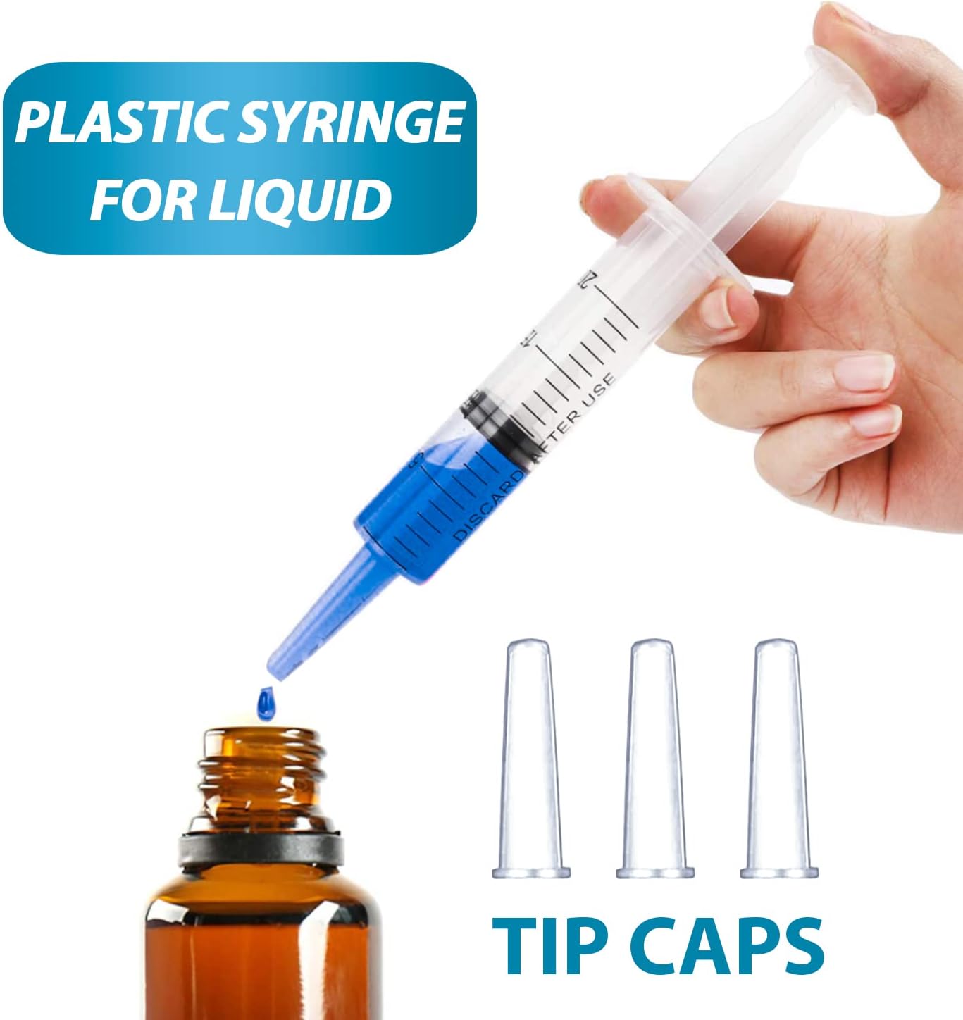 20ml Syringe for Liquid, Oral, Scientific Labs, Measurement, Dispensing, with Cap- 3 Pack 20ml Syringes-2