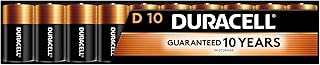 DURACELL Coppertop D Batteries, 10 Count Pack, D Battery with Long-lasting Power, All-Purpose Alkaline D Battery for Household and Office Devices