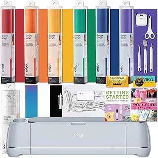 Cricut Maker 3 Machine Bundle Basic Tool Kit Transfer Tape Smart Rainbow Vinyl DIY Matless Cutting 10X Force 2X Faster Compatible with iOS Android Windows & Mac Bluetooth Connectivity