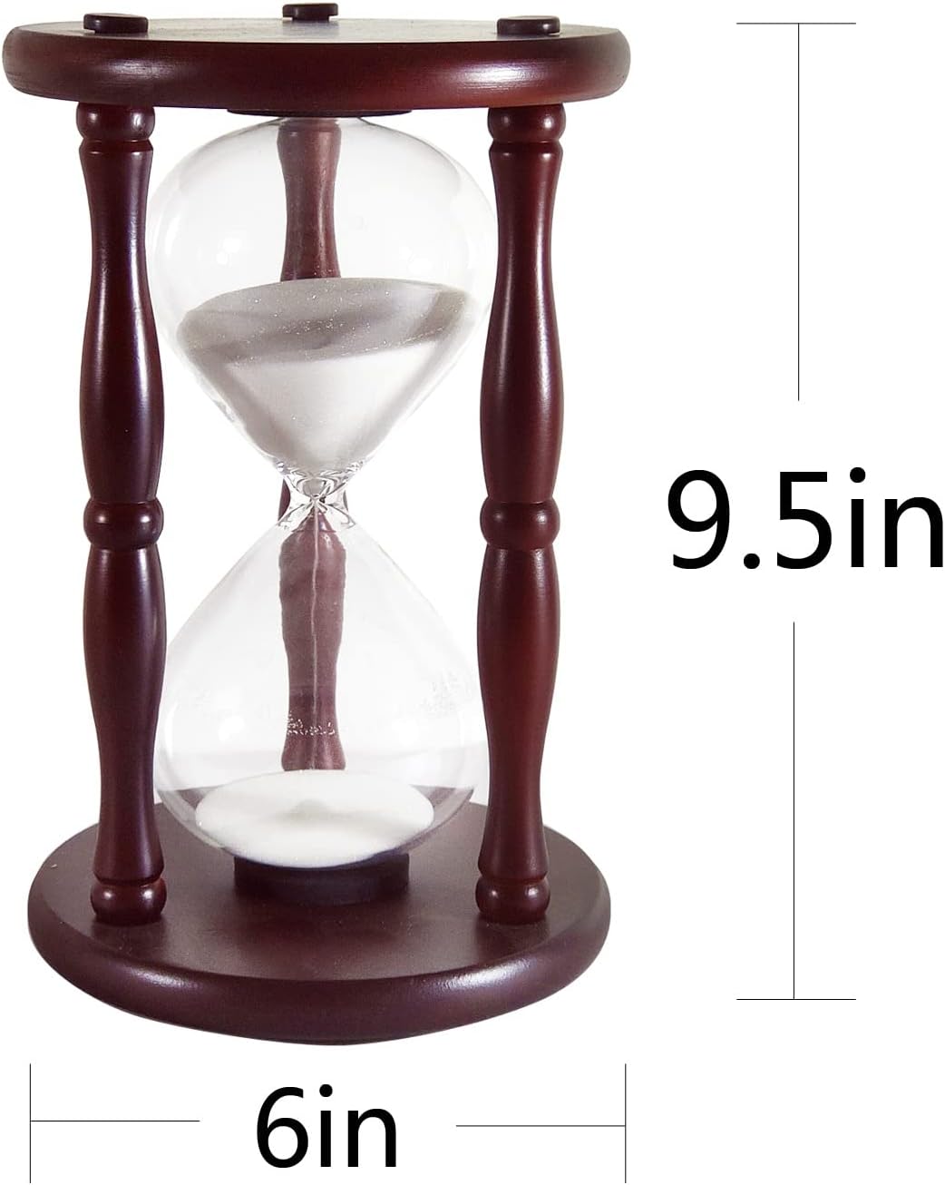 Large Hourglass Timer 60 Minute, Decorative Wooden Sand Timer Home Decor, 1 Hour Glass White Sand Clock-2