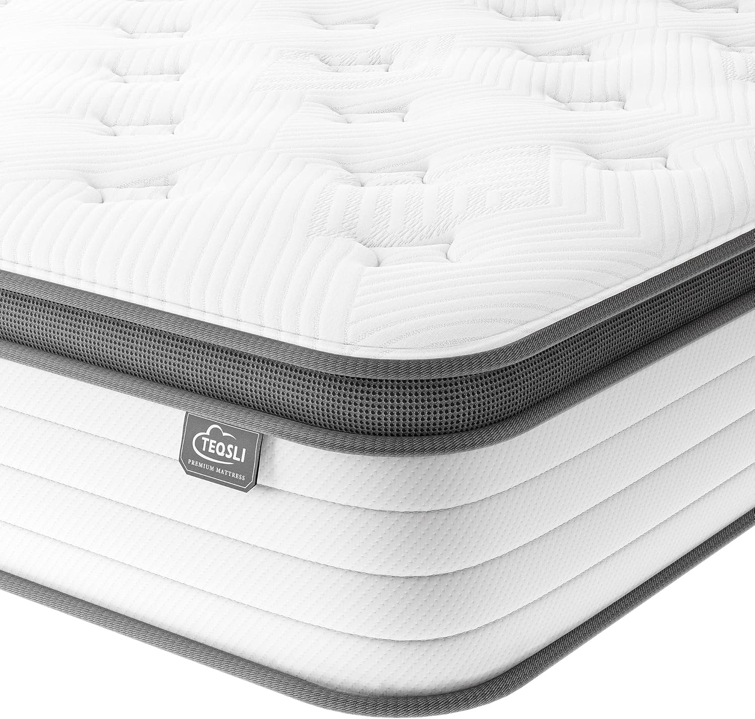 TeQsli Queen Mattress, 10 Inch Memory Foam Innerspring Hybrid Mattress in a Box-0