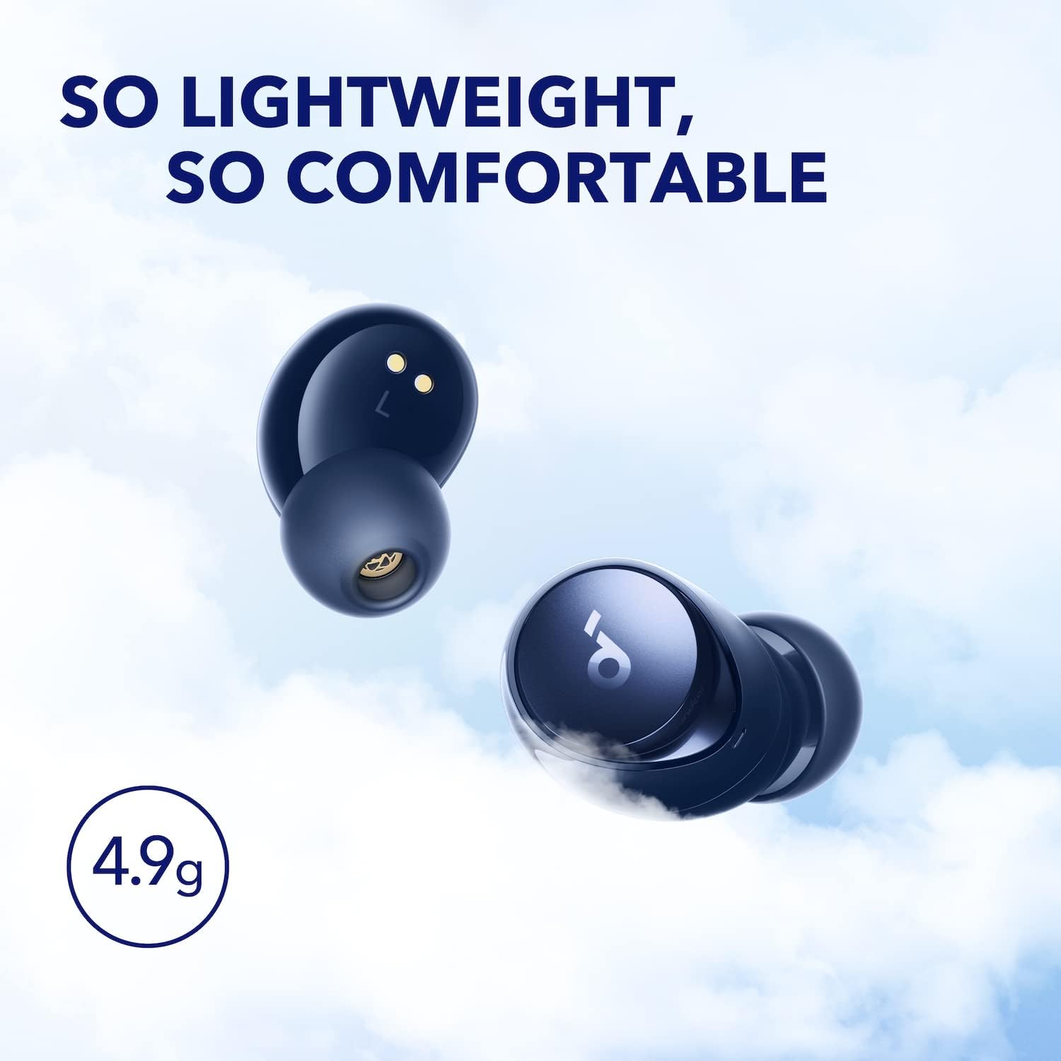 soundcore by Anker Space A40 Auto-Adjustable Active Noise Cancelling Wireless Earbuds, Reduce Noise by Up to 98%, 50H Playtime, Hi-Res Sound, Comfortable Fit, App Customization, Wireless Charge (Blue)-5