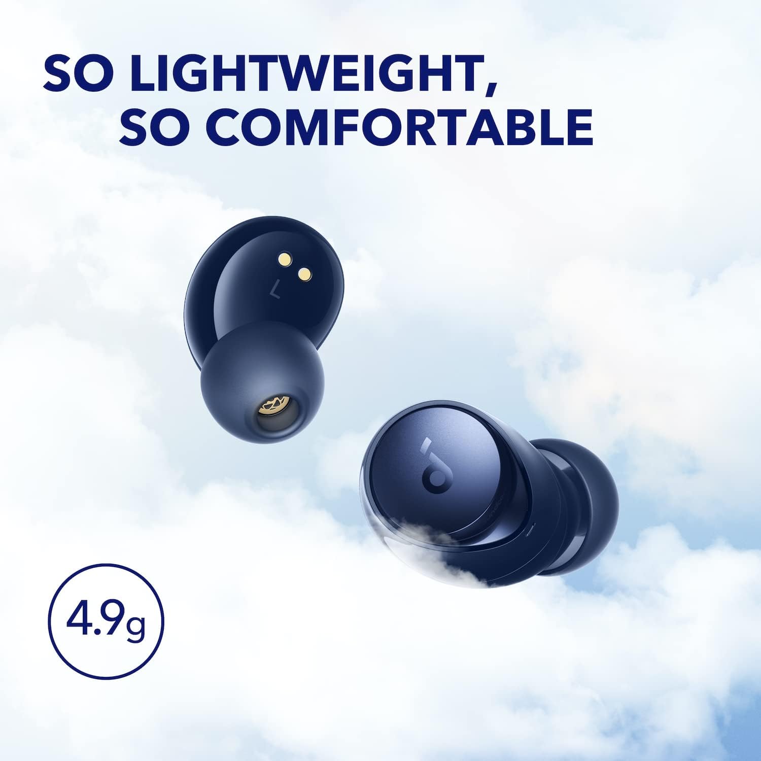 soundcore by Anker Space A40 Auto-Adjustable Active Noise Cancelling Wireless Earbuds, Reduce Noise by Up to 98%, 50H Playtime, Hi-Res Sound, Comfortable Fit, App Customization, Wireless Charge (Blue)-6