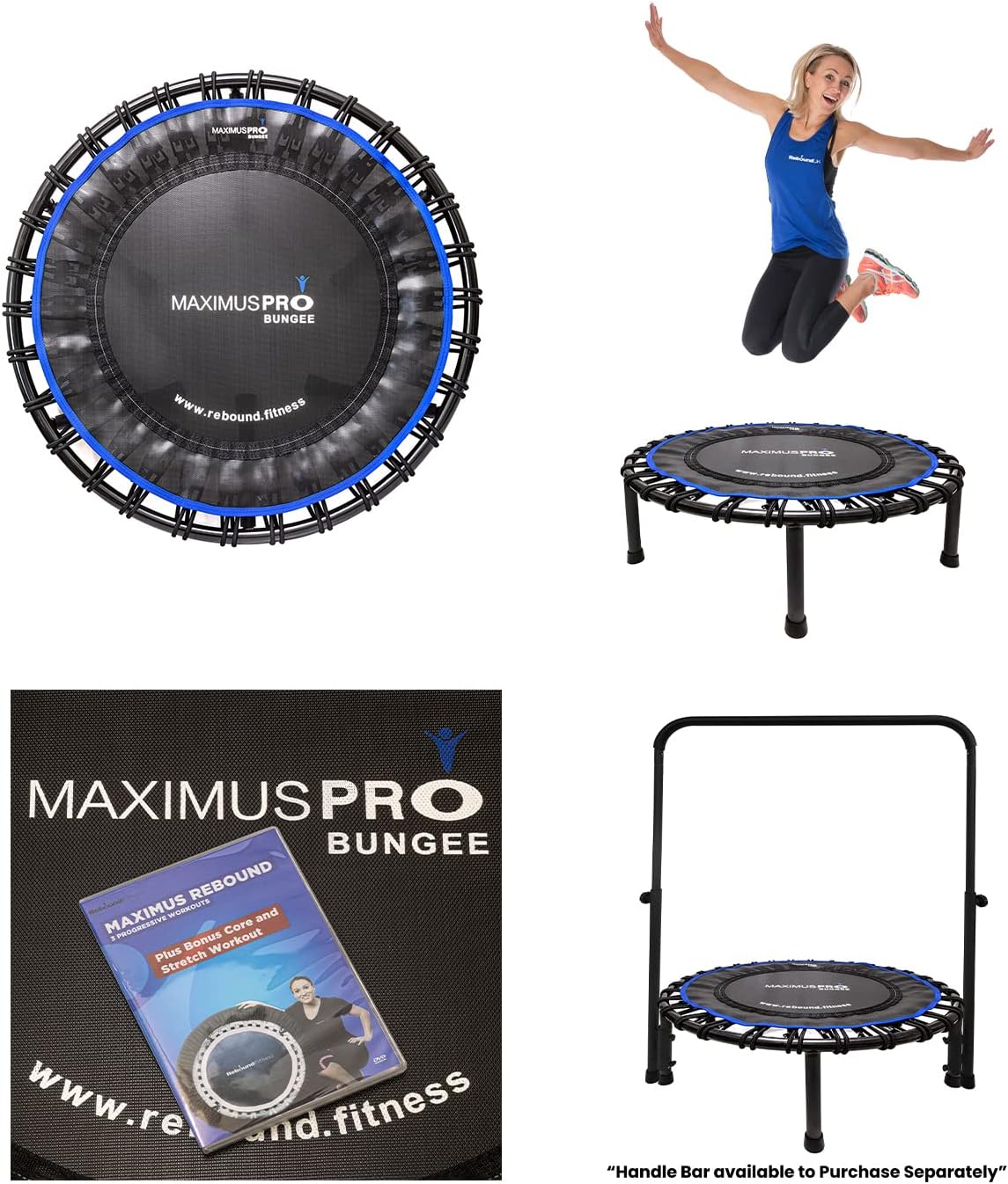 Maximus Pro Bungee Rebounder | Stronger Quieter & Softer Bounce | 40'' Mini Trampoline Ready Assembled for Adults & Children | Max 400lb | DVD+ Videos-2