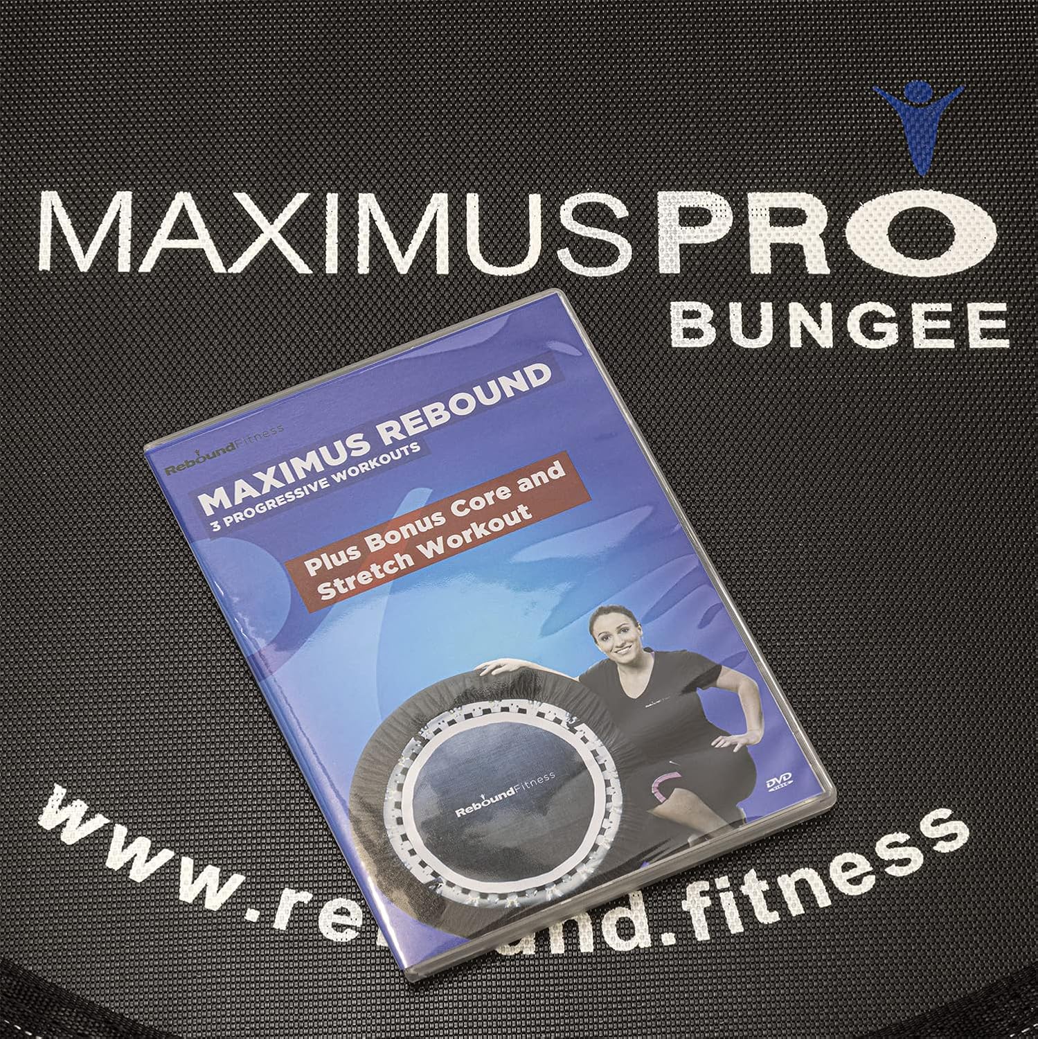 Maximus Pro Bungee Rebounder | Stronger Quieter & Softer Bounce | 40'' Mini Trampoline Ready Assembled for Adults & Children | Max 400lb | DVD+ Videos-3