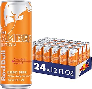 Red Bull Amber Edition Energy Drink, Strawberry Apricot, with 114mg Caffeine plus Taurine & B Vitamins, 12 Fl Oz, Pack of 24 Cans