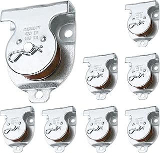 8 Packs Ceiling Mount Single Pulleys, 1-1/2 Inch Wall Mount Pulley, Ceiling Single Pulley for 3/8" Wire or Rope