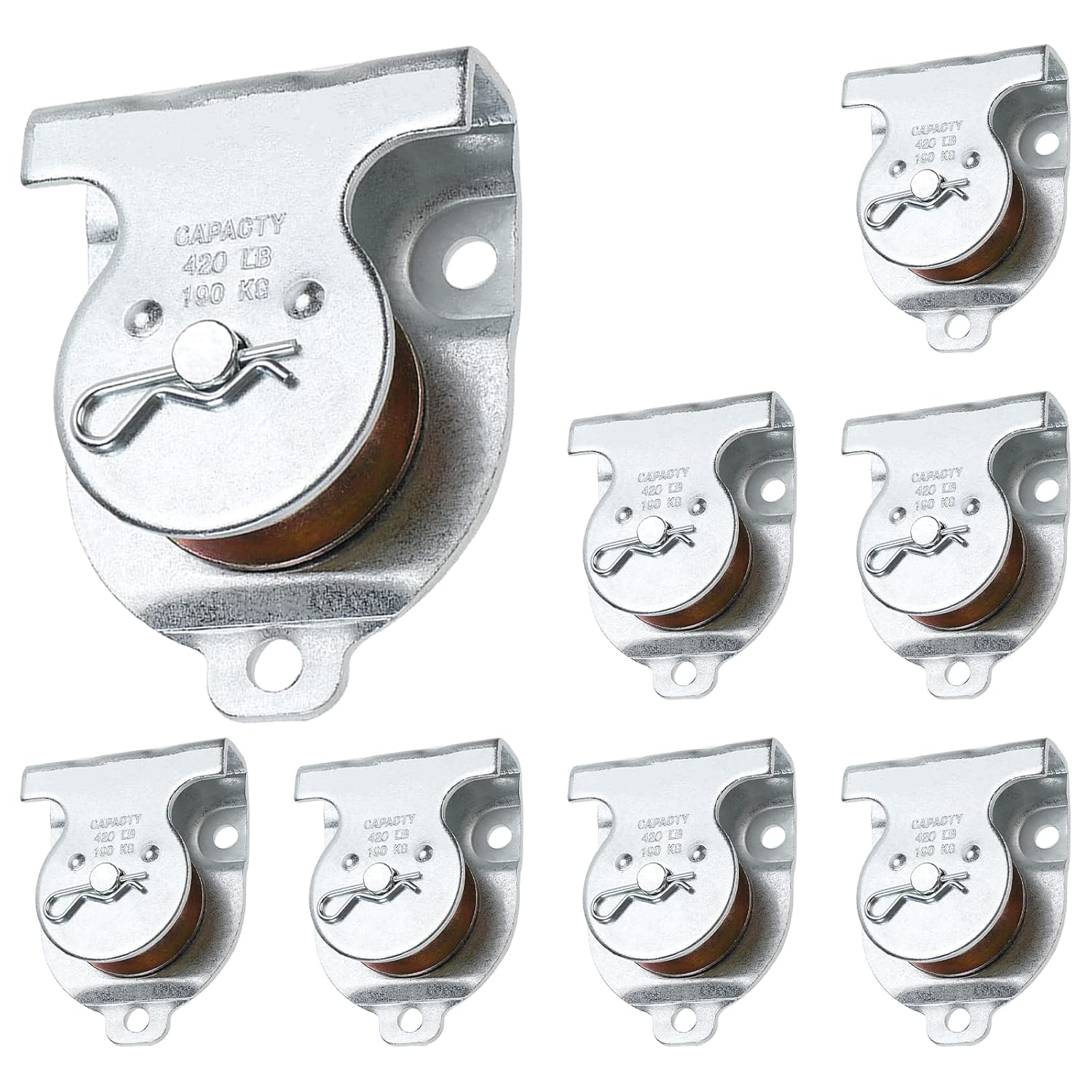 8 Packs Ceiling Mount Single Pulleys, 1-1/2 Inch Wall Mount Pulley, Ceiling Single Pulley for 3/8" Wire or Rope-0