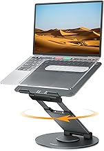 Nulaxy Telescopic 360 Rotating Laptop Stand for Desk Adjustable Height Swivel Pull Out Design Ergonomic Laptop Riser Fits All 10-17" Laptops Computer MacBook, Gray