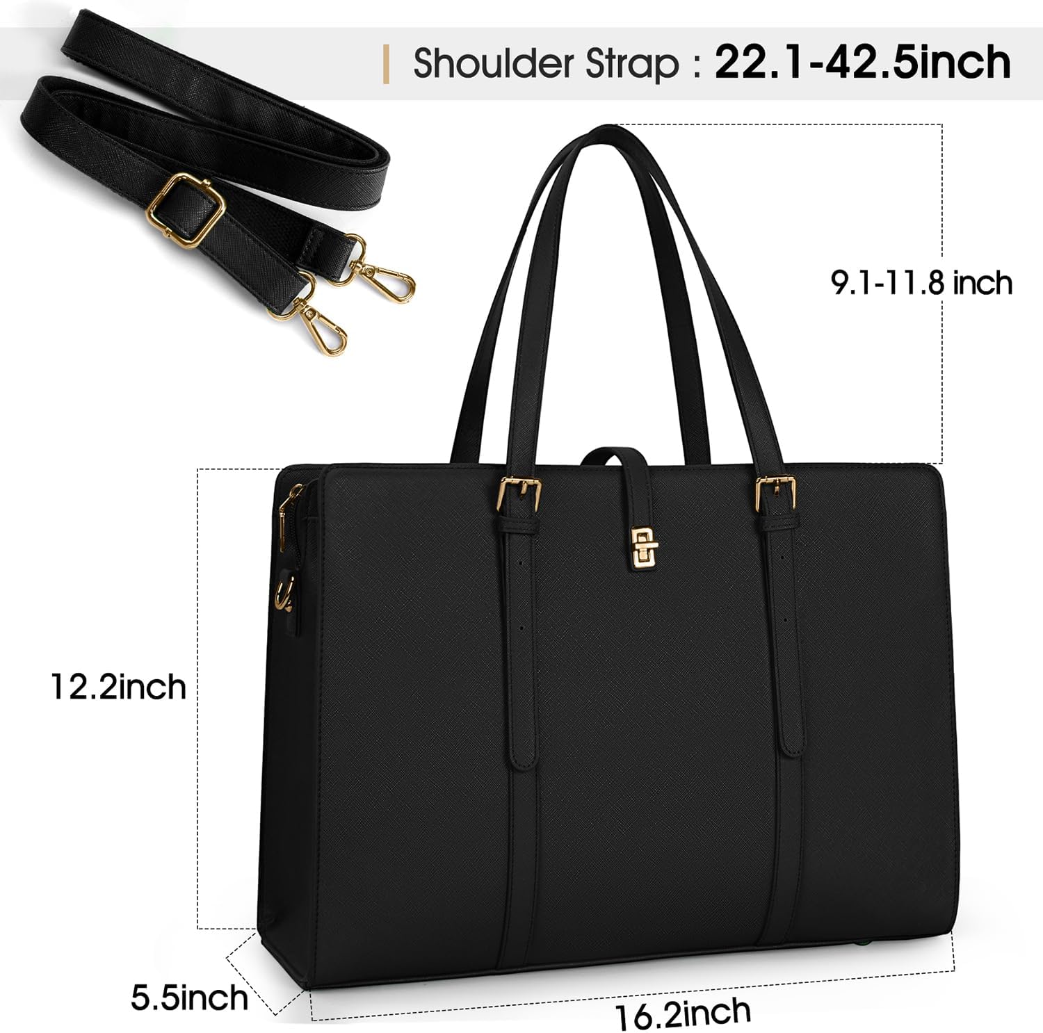 Laptop Bag for Women 15.6 Inch Leather Laptop Tote Bag Waterproof Womens Work Shoulder Bag Computer Briefcase-4