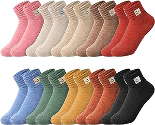 Eurzom 10 Pairs Socks Elastic Ankle Length Cotton Socks Aesthetic Socks Cute Socks Lightweight Low Cut Socks for Women Girl