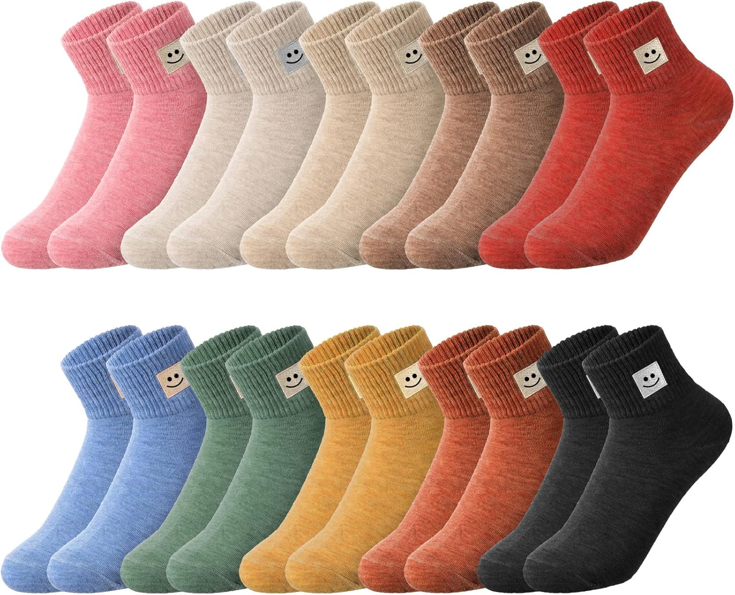 Eurzom 10 Pairs Socks Elastic Ankle Length Cotton Socks Aesthetic Socks Cute Socks Lightweight Low Cut Socks for Women Girl-0