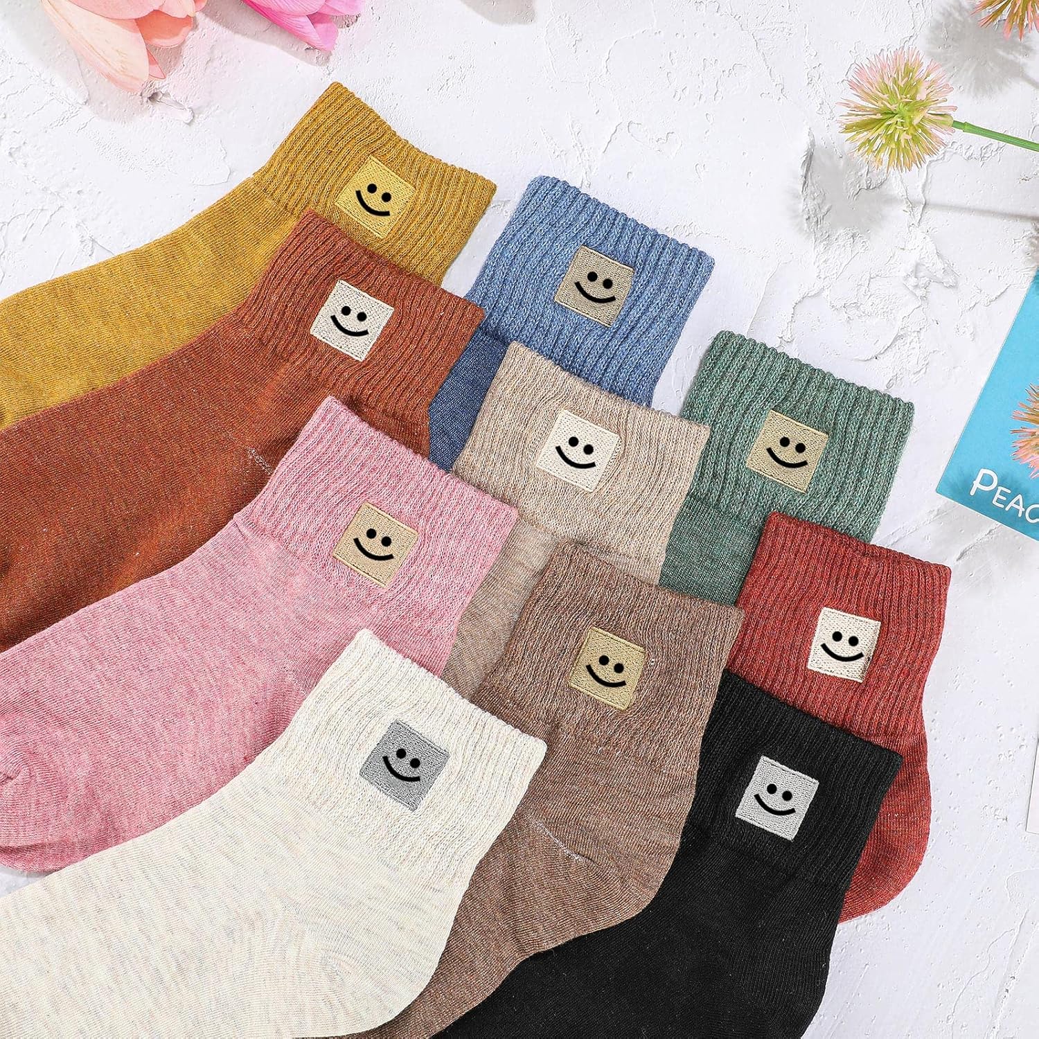 Eurzom 10 Pairs Socks Elastic Ankle Length Cotton Socks Aesthetic Socks Cute Socks Lightweight Low Cut Socks for Women Girl-2