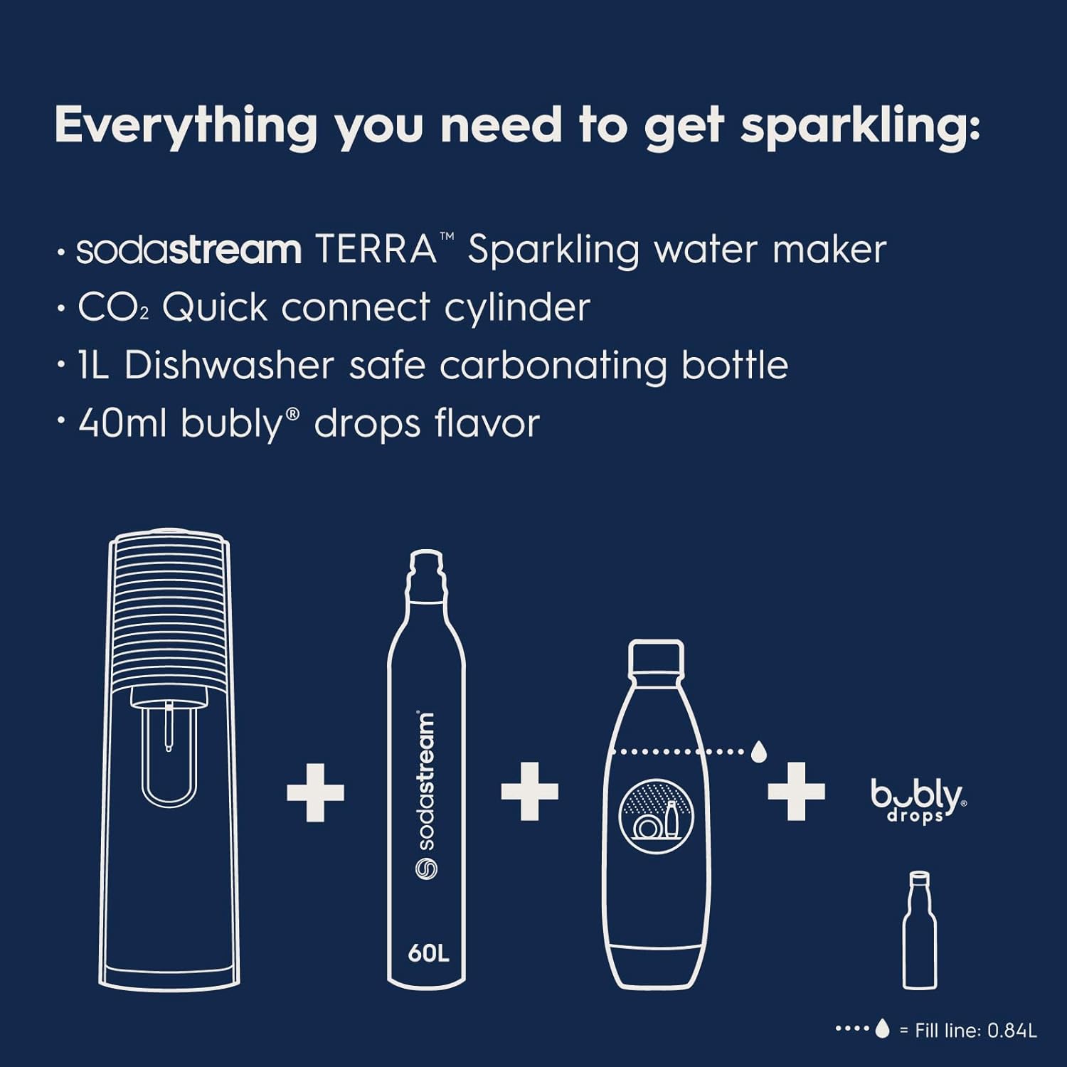 SodaStream Terra Sparkling Water Maker (Black) with CO2, DWS Bottle and Bubly Drop-2