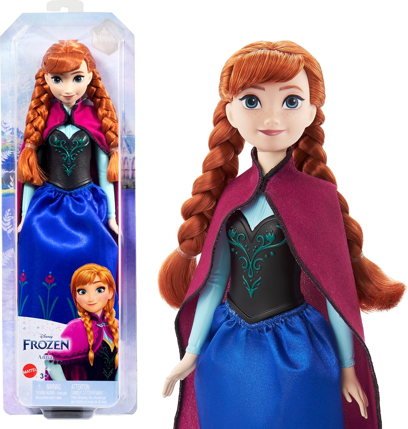 Mattel Disney Frozen Toys, Anna Fashion Doll & Accessory with Signature Look, Inspired by the Movie-0