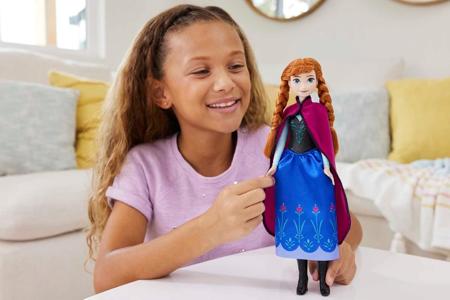 Mattel Disney Frozen Toys, Anna Fashion Doll & Accessory with Signature Look, Inspired by the Movie-1