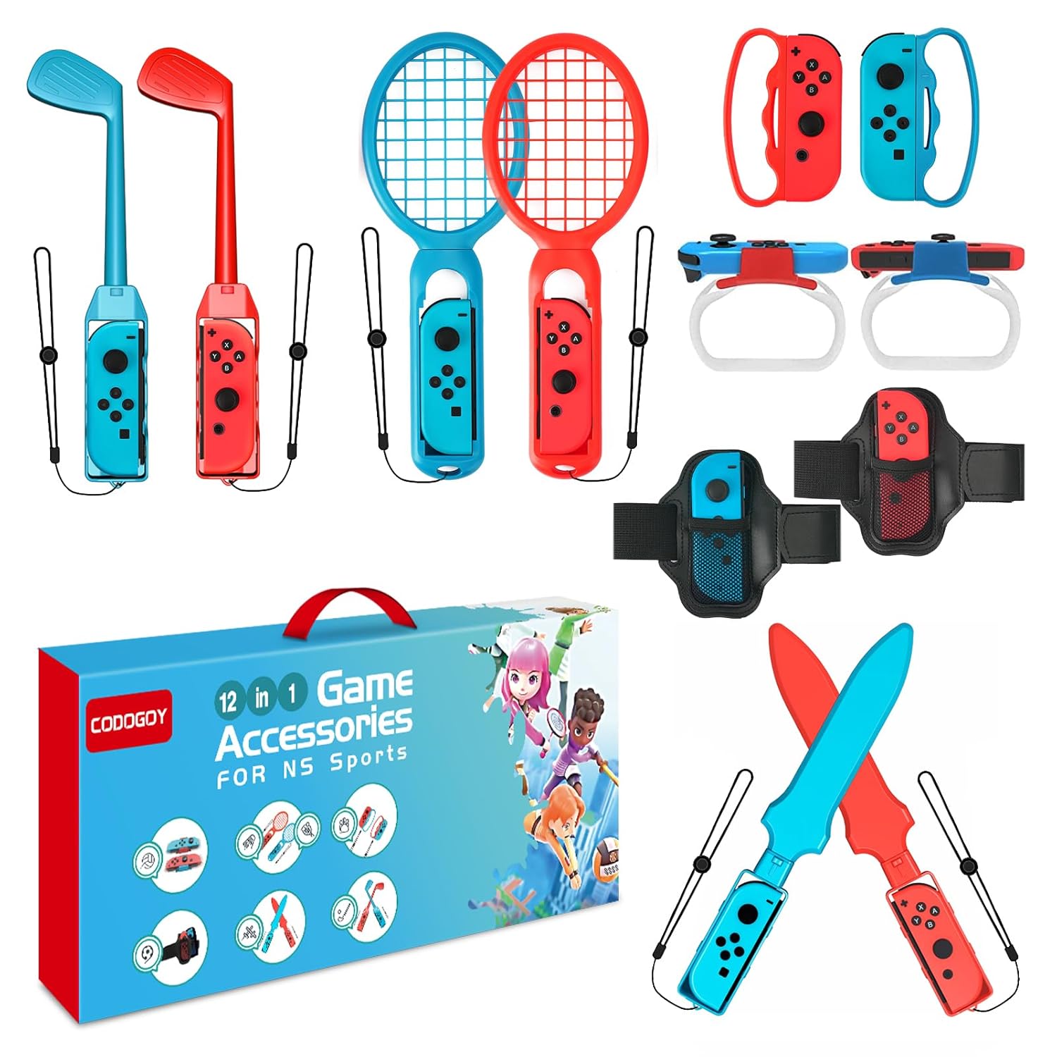 Switch Sports Accessories - CODOGOY 12 in 1 Switch Sports Accessories Bundle for Nintendo Switch Sports,Family Accessories Kit Compatible with Switch/Switch OLED Sports Games-0