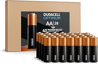 Duracell Optimum AA Batteries, 28 Count Pack Double A Battery with Power Boost Ingredients, Long-lasting Power Alkaline AA Battery for Household Devices (Ecommerce Packaging)