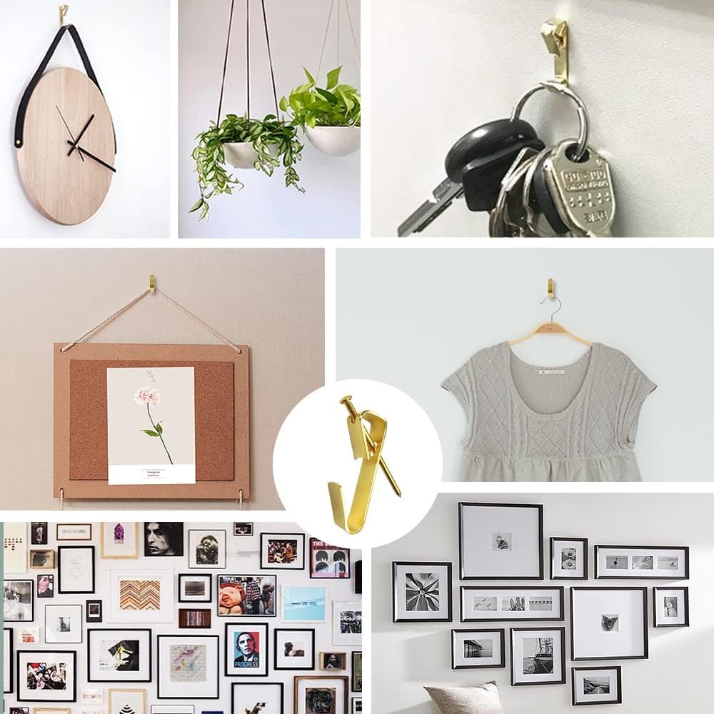 50pcs Picture Hangers with Different Sizes, Heavy Duty 30-100lbs Picture Hanging Hooks with Nails, Wall Hangers,Picture Hooks,Professional Plaster Picture Hanging Kit for Wooden Wall or Drywall-3