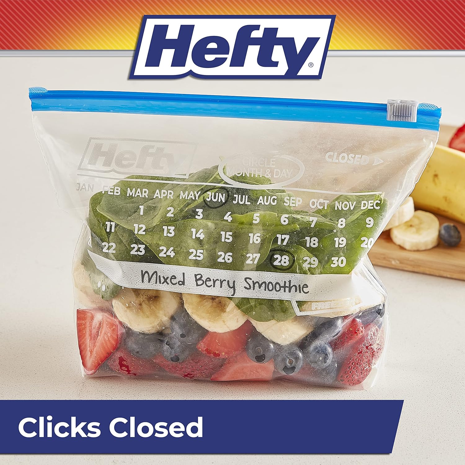 Hefty Calendar Slider Quart Freezer Bags, 1 Quart Slider Bags, Stand and Fill Expandable Bottom, Helps Prevent Freezer Burn, Freezer Bags Quart Size, 140 Total Bags, 35 Count (Pack of 4)-5